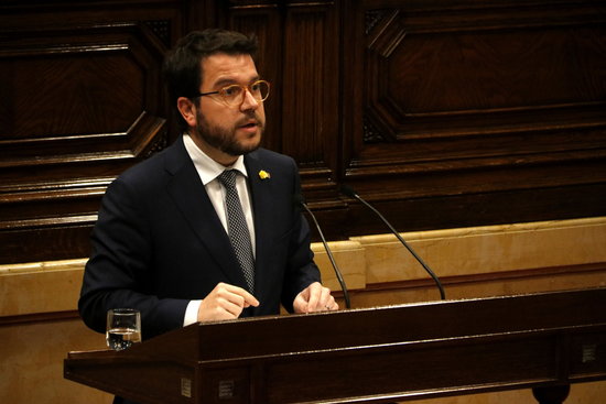 Vice president and finance minister Pere Aragonès speaks in the Catalan parliament on February 27 2019 (by Guillem Roset)